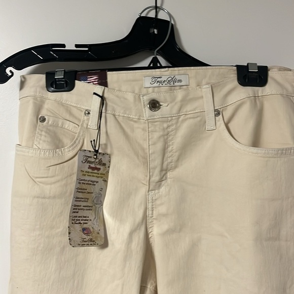 Size 12 NWT ivory jeggings belted waist zipper fly by true slim women’s pants - Picture 2 of 7